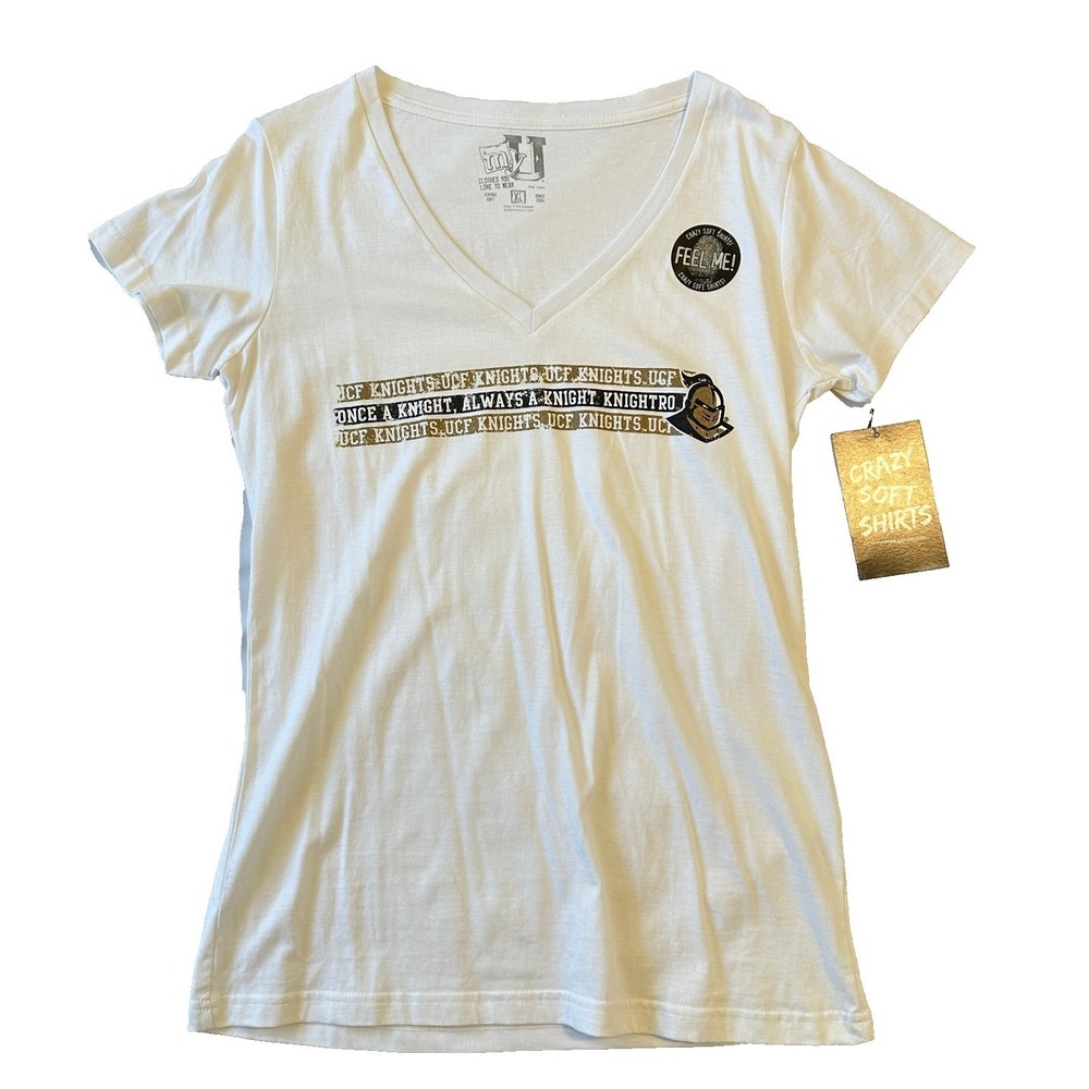 University of Central Florida Knights Womens White V-Neck Graphic Shirt XL NWT